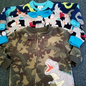 Three 12-MO Zip-Up One-Piece Footie Sleepers